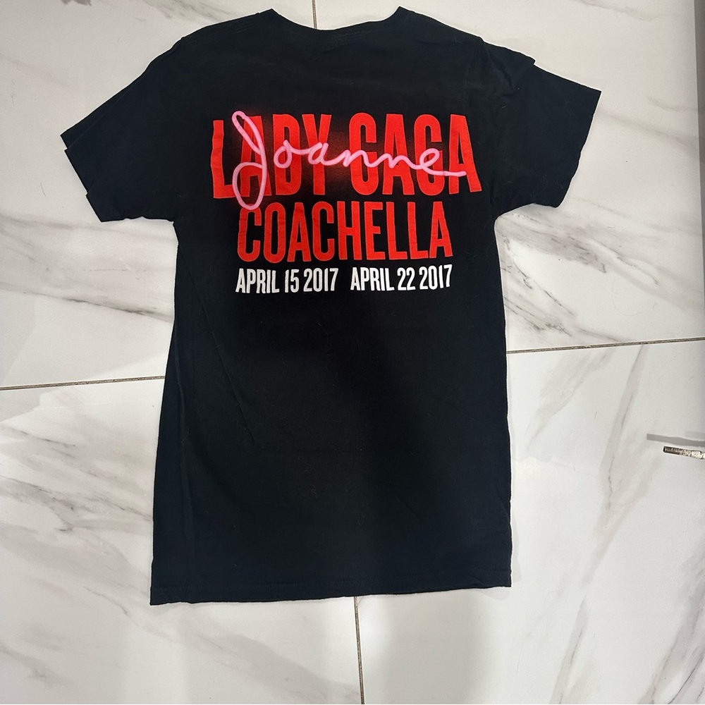 Coachella 2017 Graphic Band Tee - Black with Red & Pink Print
